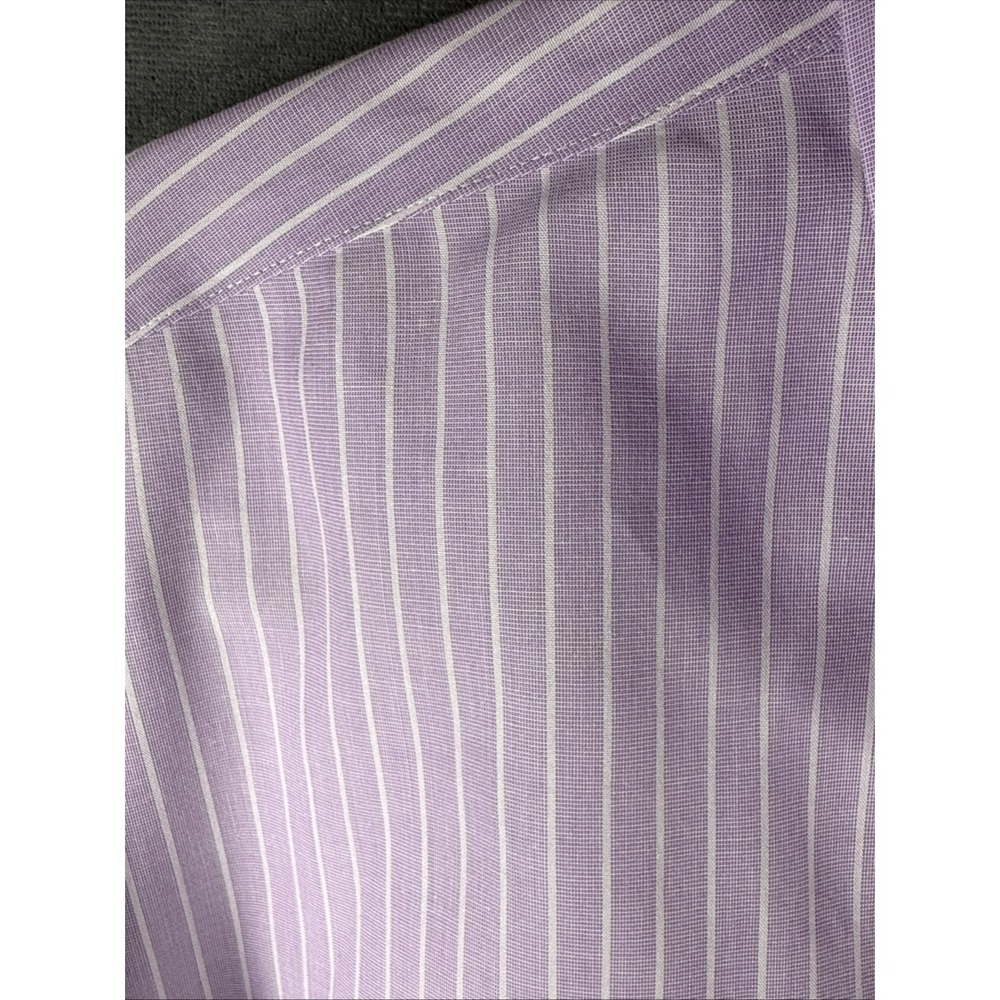Lauren Ralph Lauren Size 17 1/2 (32/33) Men's Classic‎ Fit Shirt Purple Striped - Picture 4 of 5
